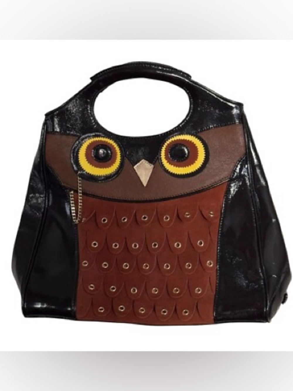 Kate Spade Maximillian Maxwell Owl Tote featuring patent leather and suede